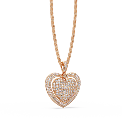 Double Halo Round Lab Grown Diamond Heart Pendant - HIGHCARAT DIAMONDS