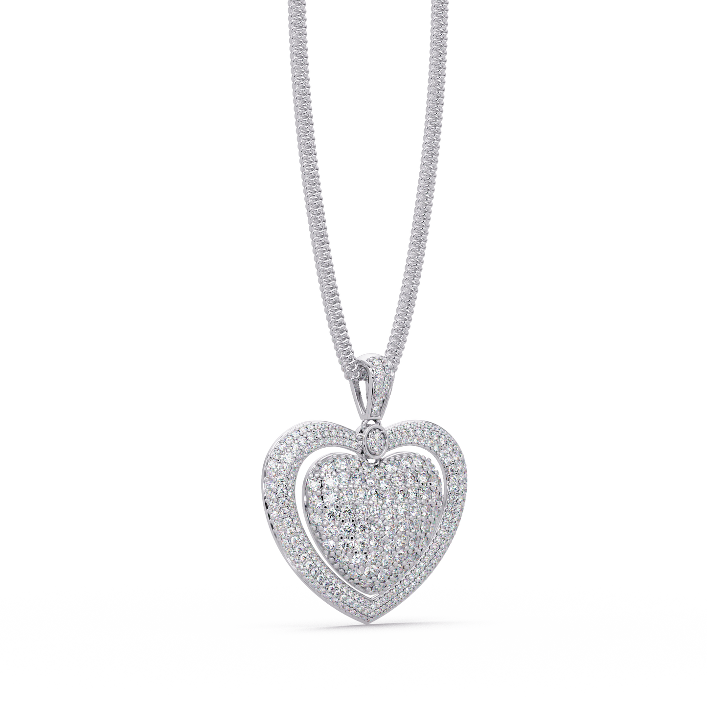 Double Halo Round Lab Grown Diamond Heart Pendant - HIGHCARAT DIAMONDS