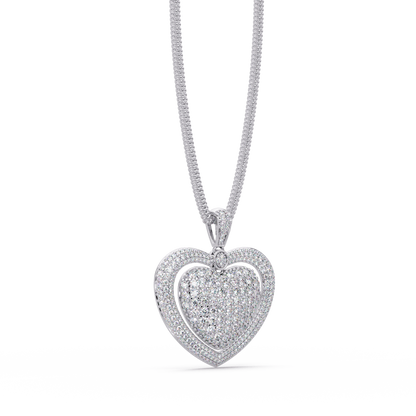 Double Halo Round Lab Grown Diamond Heart Pendant - HIGHCARAT DIAMONDS