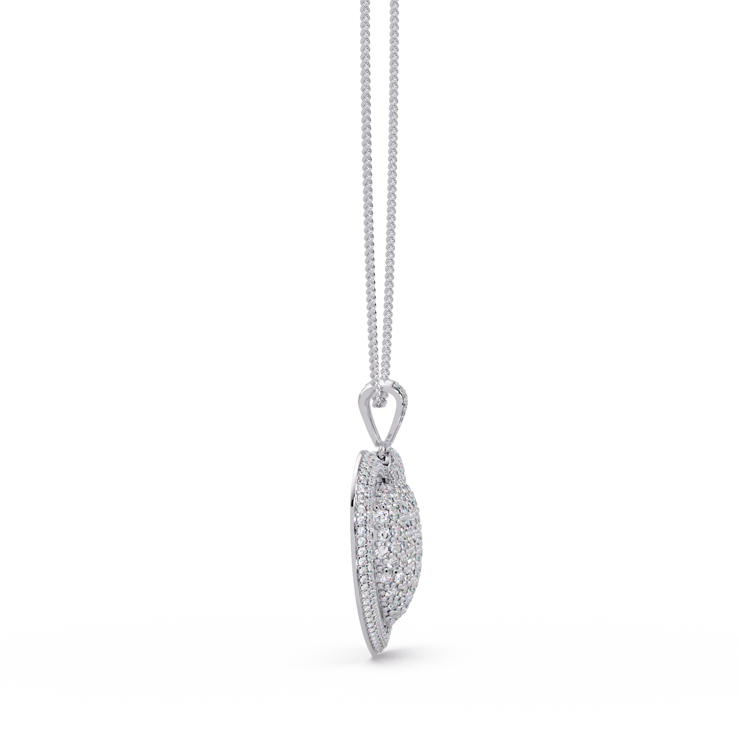 Double Halo Round Lab Grown Diamond Heart Pendant - HIGHCARAT DIAMONDS