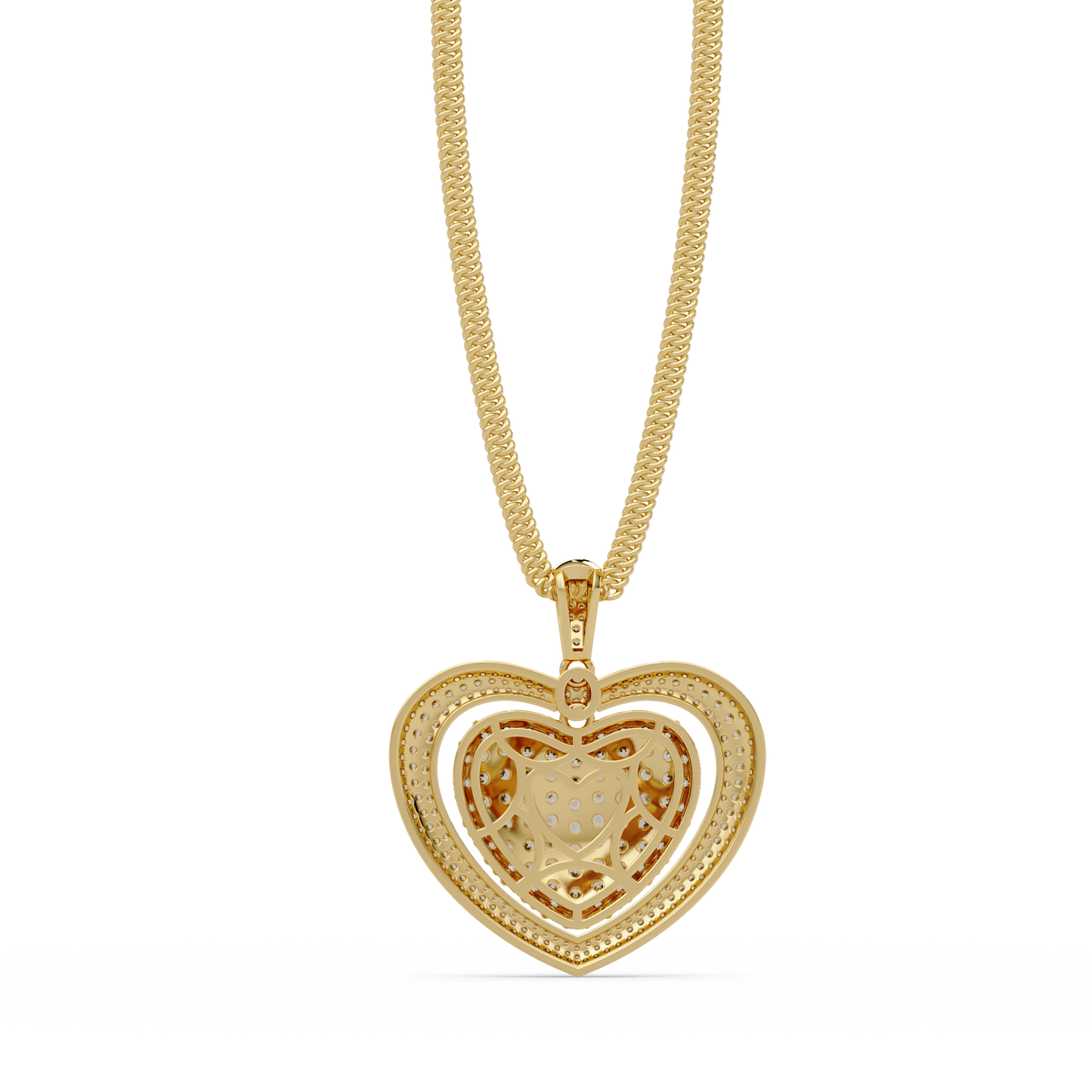 Double Halo Round Lab Grown Diamond Heart Pendant - HIGHCARAT DIAMONDS