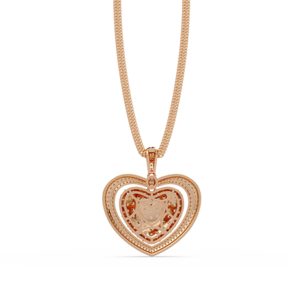 Double Halo Round Lab Grown Diamond Heart Pendant - HIGHCARAT DIAMONDS