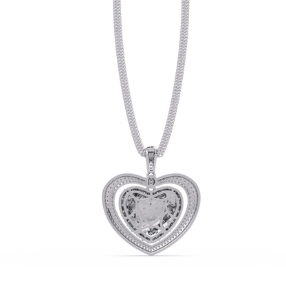 Double Halo Round Lab Grown Diamond Heart Pendant - HIGHCARAT DIAMONDS