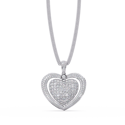 Double Halo Round Lab Grown Diamond Heart Pendant - HIGHCARAT DIAMONDS