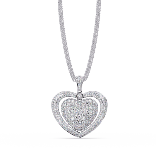 Double Halo Round Lab Grown Diamond Heart Pendant - HIGHCARAT DIAMONDS