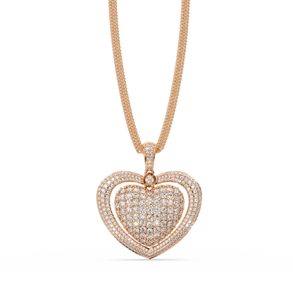 Double Halo Round Lab Grown Diamond Heart Pendant - HIGHCARAT DIAMONDS