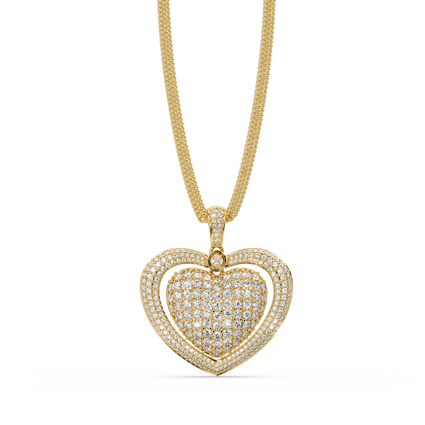 Double Halo Round Lab Grown Diamond Heart Pendant - HIGHCARAT DIAMONDS