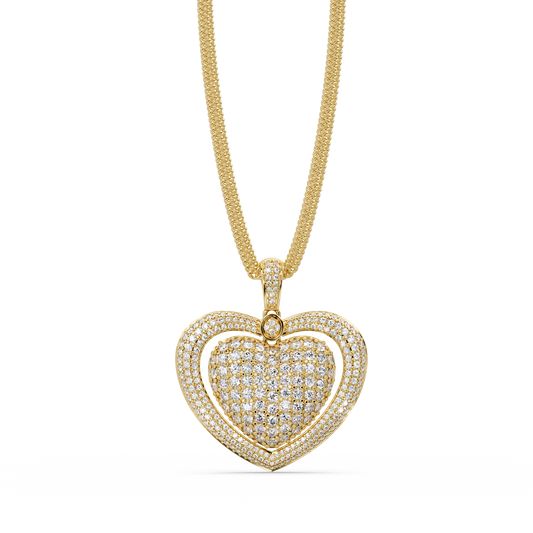 Double Halo Round Lab Grown Diamond Heart Pendant - HIGHCARAT DIAMONDS
