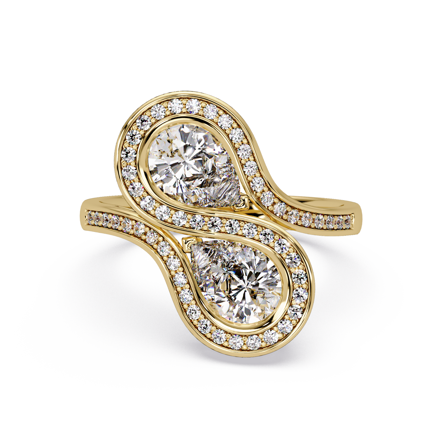 Double Pear Shape Lab Grown Diamond Infinity Halo Ring - HIGHCARAT DIAMONDS