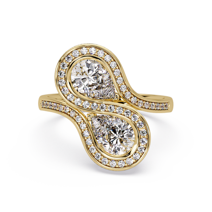 Double Pear Shape Lab Grown Diamond Infinity Halo Ring - HIGHCARAT DIAMONDS