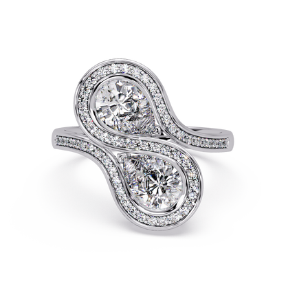 Double Pear Shape Lab Grown Diamond Infinity Halo Ring - HIGHCARAT DIAMONDS