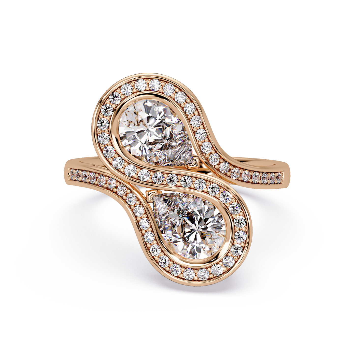 Double Pear Shape Lab Grown Diamond Infinity Halo Ring - HIGHCARAT DIAMONDS