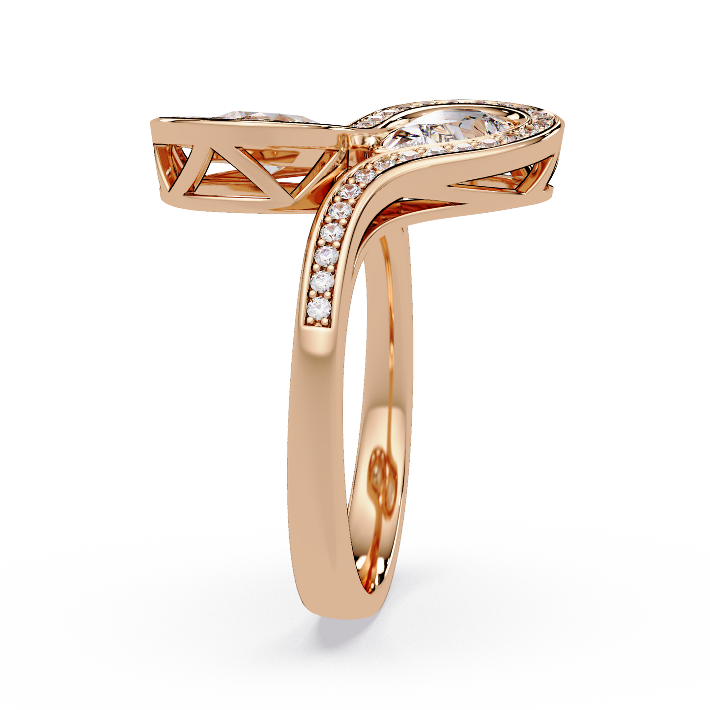 Double Pear Shape Lab Grown Diamond Infinity Halo Ring - HIGHCARAT DIAMONDS