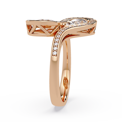 Double Pear Shape Lab Grown Diamond Infinity Halo Ring - HIGHCARAT DIAMONDS