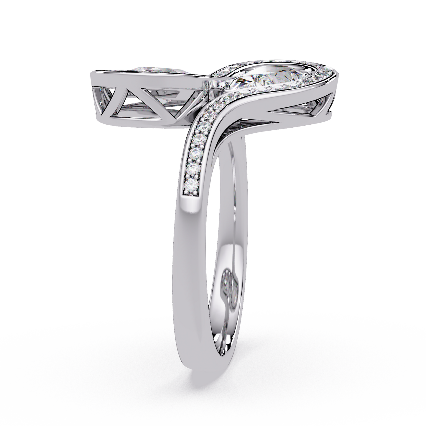 Double Pear Shape Lab Grown Diamond Infinity Halo Ring - HIGHCARAT DIAMONDS