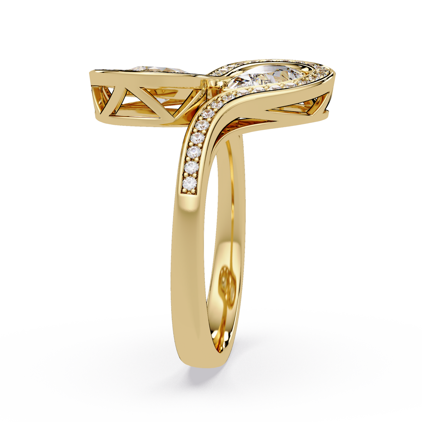 Double Pear Shape Lab Grown Diamond Infinity Halo Ring - HIGHCARAT DIAMONDS