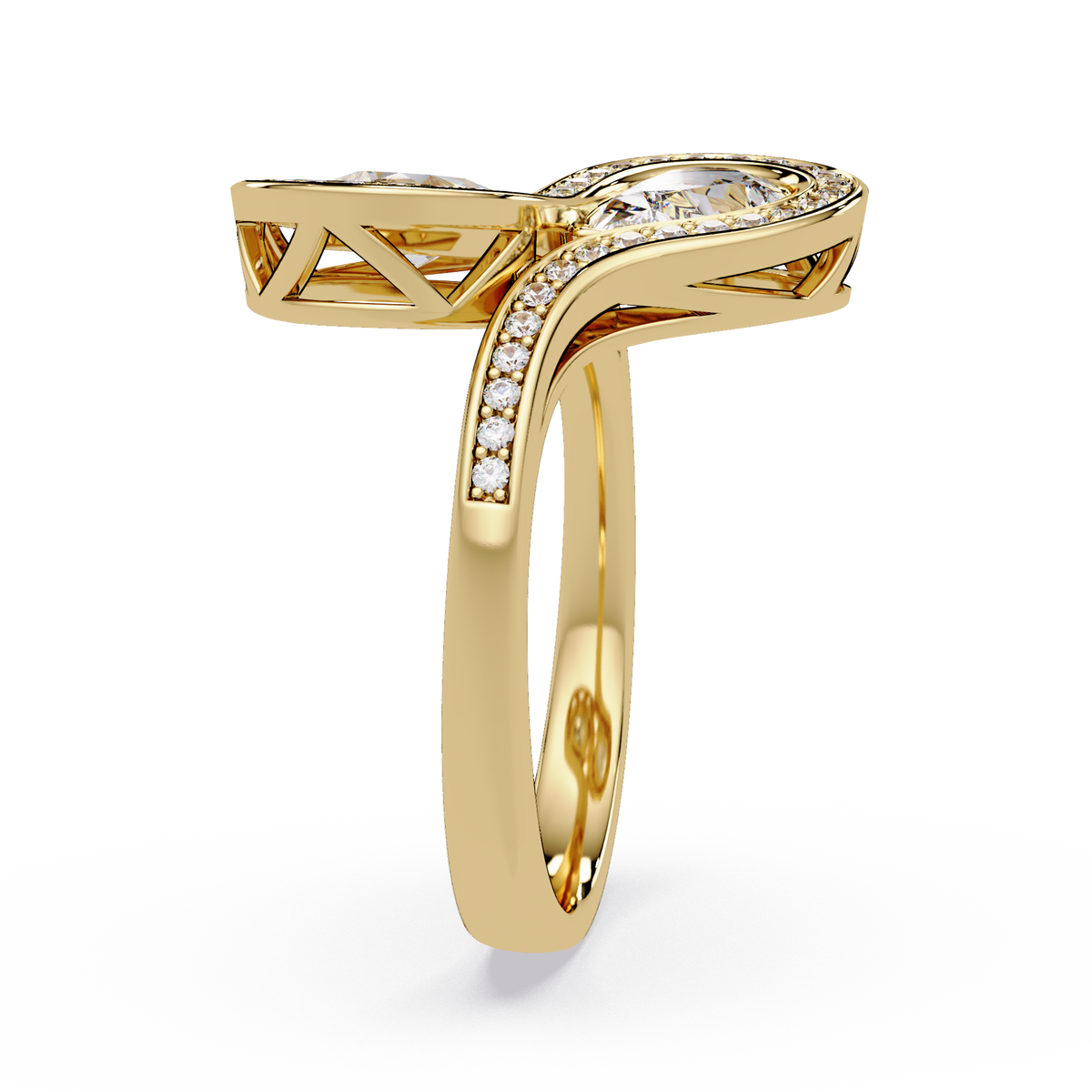 Double Pear Shape Lab Grown Diamond Infinity Halo Ring - HIGHCARAT DIAMONDS