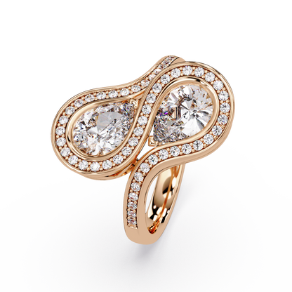 Double Pear Shape Lab Grown Diamond Infinity Halo Ring - HIGHCARAT DIAMONDS