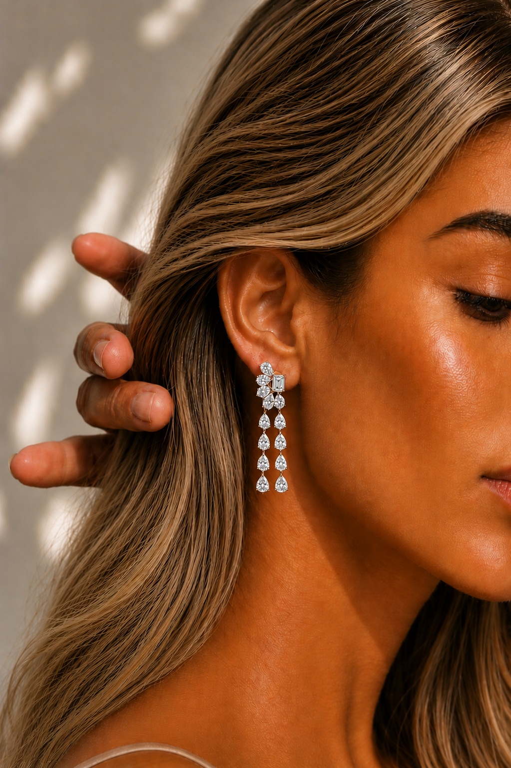 Drops Emerald & Pear Cut Lab Grown Diamond Earring - HIGHCARAT DIAMONDS