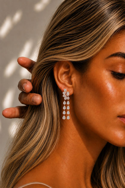 Drops Emerald & Pear Cut Lab Grown Diamond Earring - HIGHCARAT DIAMONDS