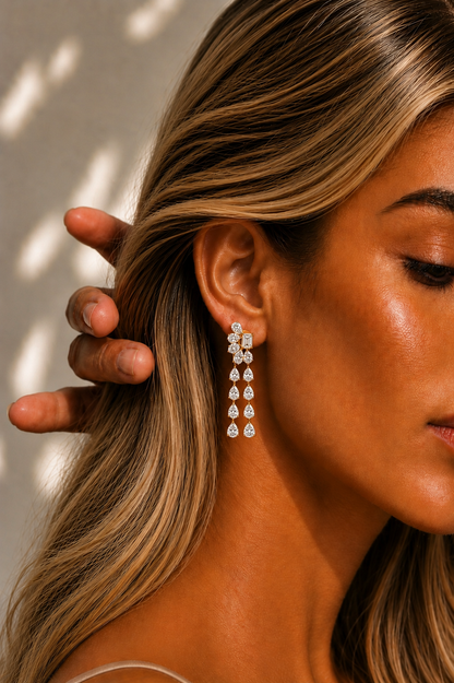 Drops Emerald & Pear Cut Lab Grown Diamond Earring - HIGHCARAT DIAMONDS
