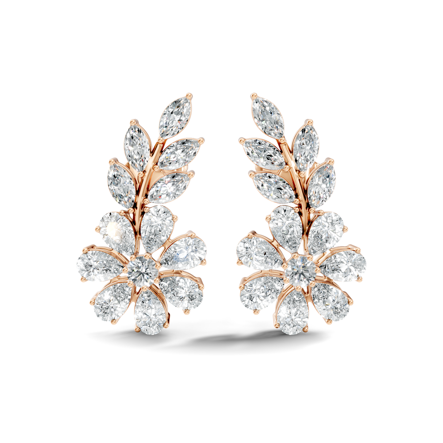 3.64 Ct Marquise Round Pear Shape Diamond Very classic And Stunning 10k White Gold Diamond Earrings For Her - HIGHCARAT DIAMONDS