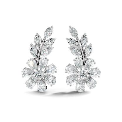 3.64 Ct Marquise Round Pear Shape Diamond Very classic And Stunning 10k White Gold Diamond Earrings For Her - HIGHCARAT DIAMONDS