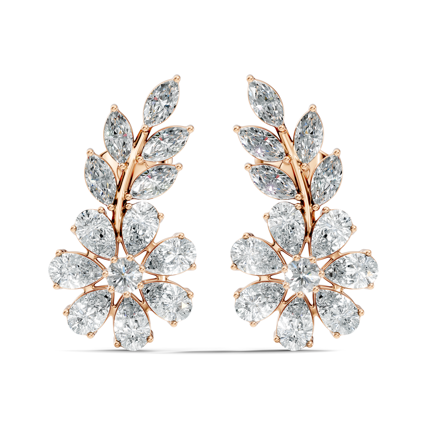 3.64 Ct Marquise Round Pear Shape Diamond Very classic And Stunning 10k White Gold Diamond Earrings For Her - HIGHCARAT DIAMONDS
