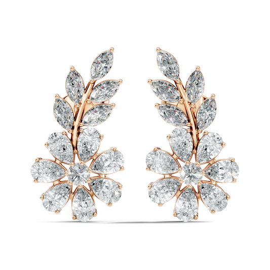3.64 Ct Marquise Round Pear Shape Diamond Very classic And Stunning 10k White Gold Diamond Earrings For Her - HIGHCARAT DIAMONDS