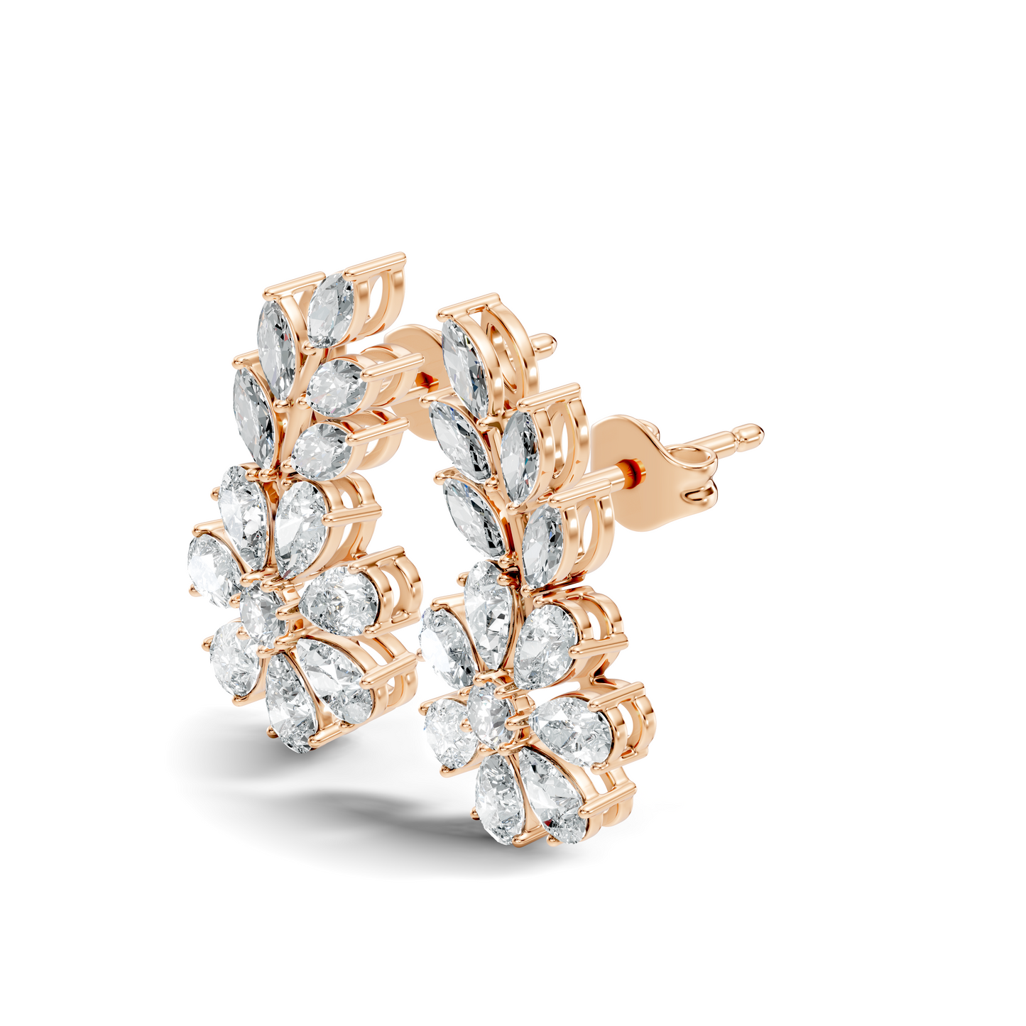3.64 Ct Marquise Round Pear Shape Diamond Very classic And Stunning 10k White Gold Diamond Earrings For Her - HIGHCARAT DIAMONDS
