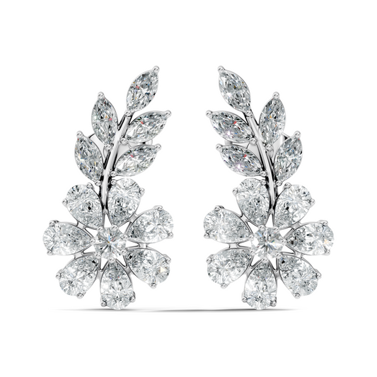 3.64 Ct Marquise Round Pear Shape Diamond Very classic And Stunning 10k White Gold Diamond Earrings For Her - HIGHCARAT DIAMONDS