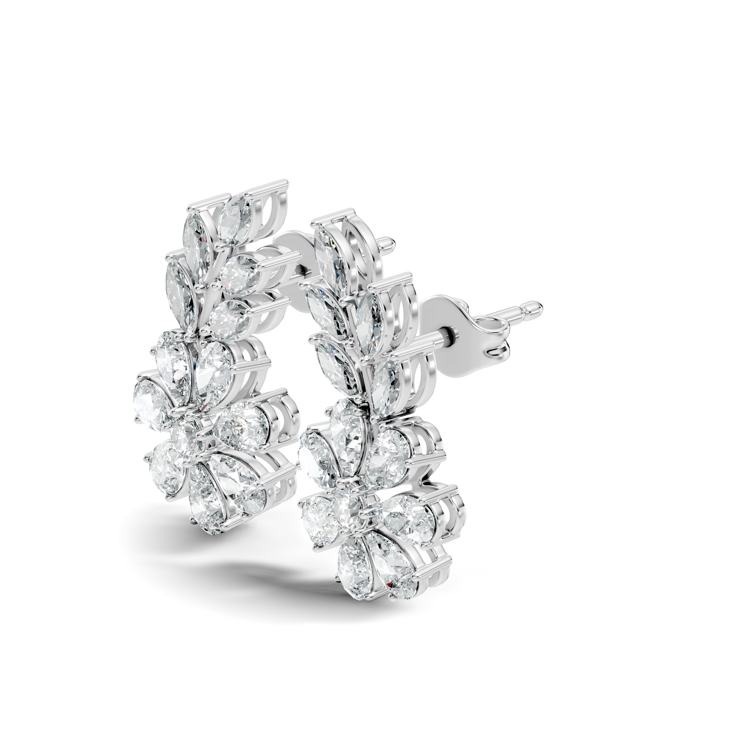 3.64 Ct Marquise Round Pear Shape Diamond Very classic And Stunning 10k White Gold Diamond Earrings For Her - HIGHCARAT DIAMONDS