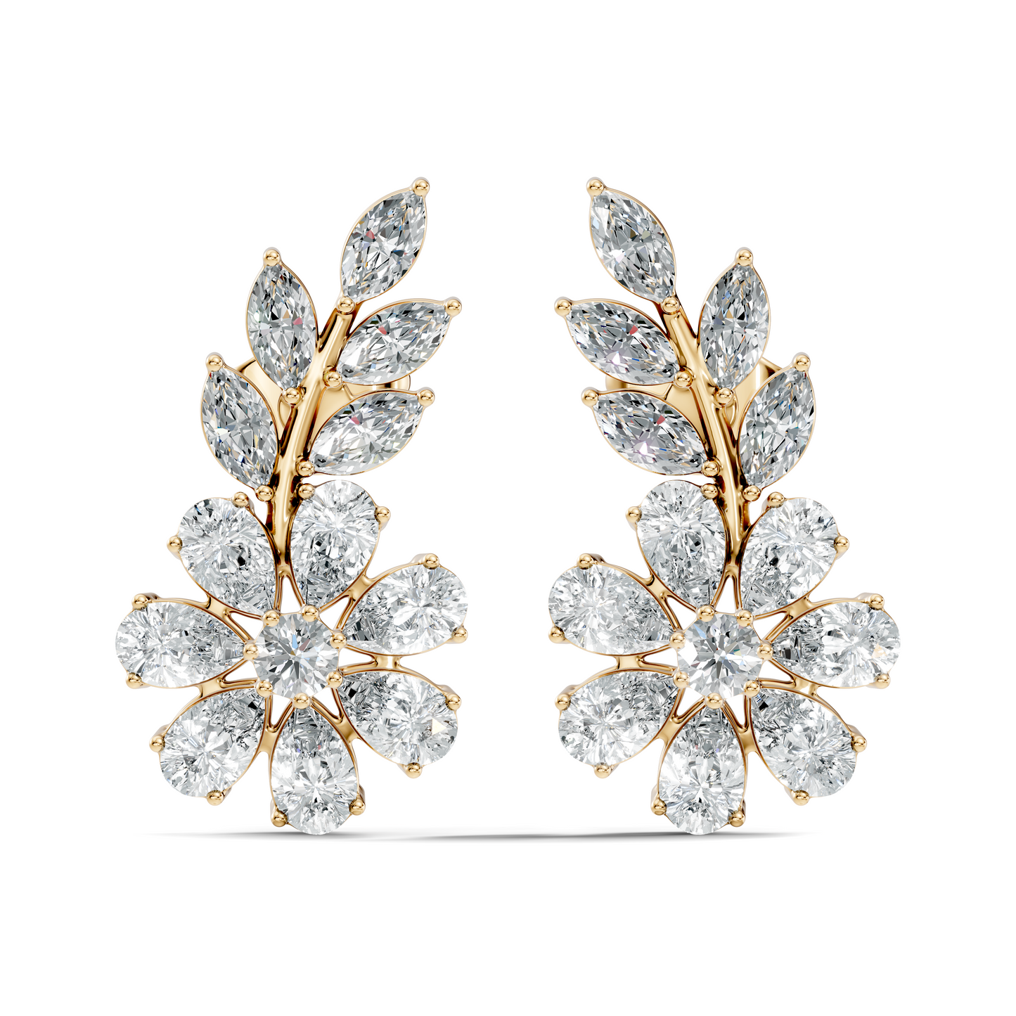 3.64 Ct Marquise Round Pear Shape Diamond Very classic And Stunning 10k White Gold Diamond Earrings For Her - HIGHCARAT DIAMONDS