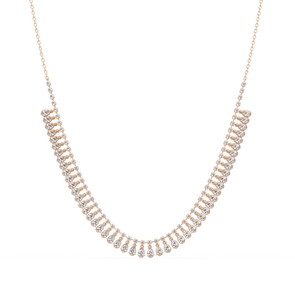 Drops Prong Round & Pear Lab Grown Diamond Graduation Necklace - HIGHCARAT DIAMONDS