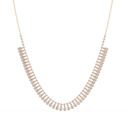 Drops Prong Round & Pear Lab Grown Diamond Graduation Necklace - HIGHCARAT DIAMONDS
