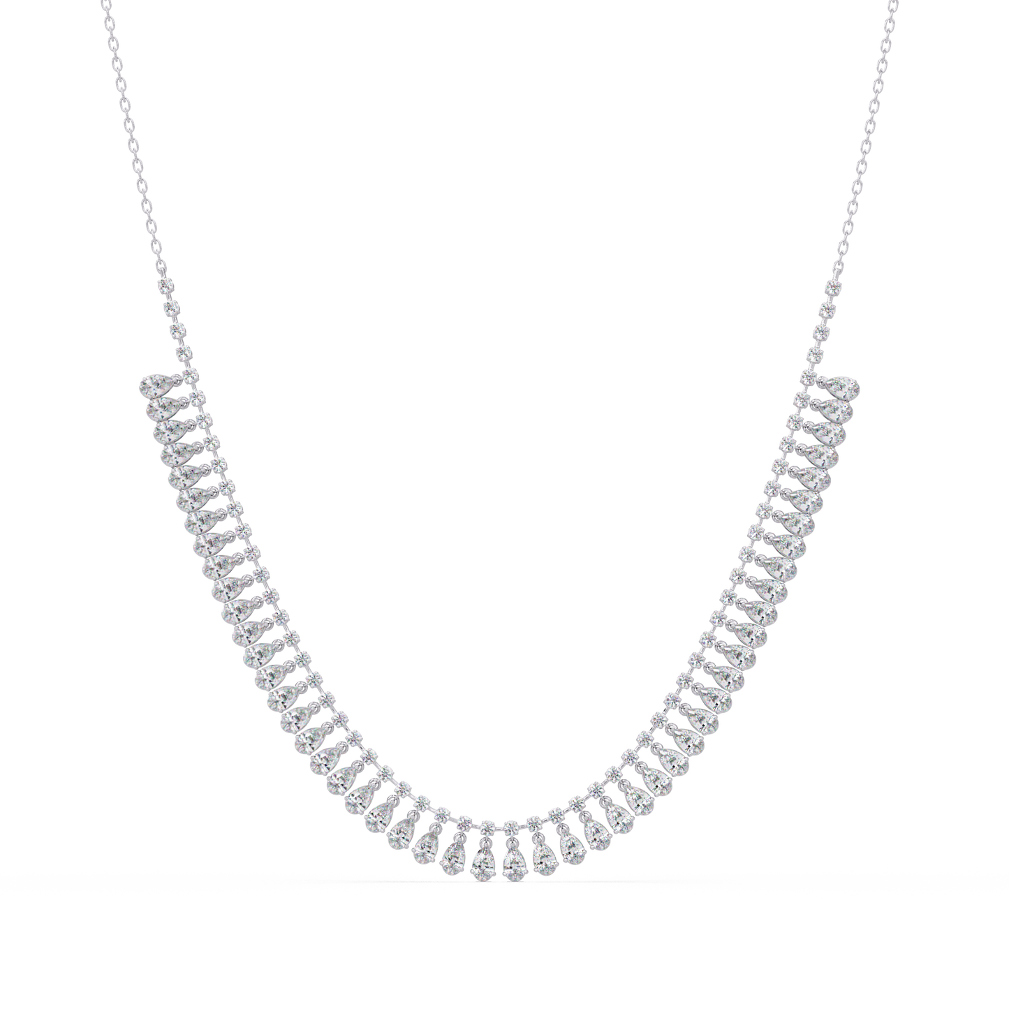 Drops Prong Round & Pear Lab Grown Diamond Graduation Necklace - HIGHCARAT DIAMONDS
