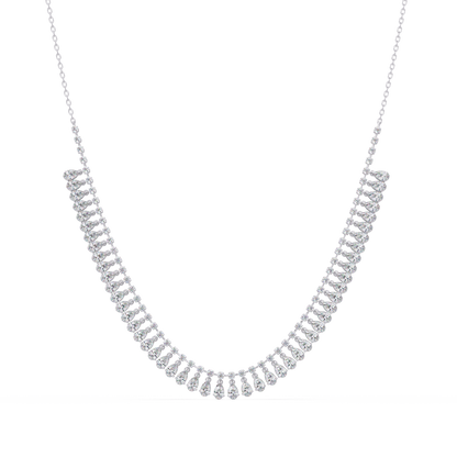 Drops Prong Round & Pear Lab Grown Diamond Graduation Necklace - HIGHCARAT DIAMONDS