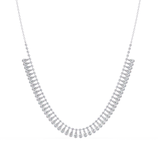 Drops Prong Round & Pear Lab Grown Diamond Graduation Necklace - HIGHCARAT DIAMONDS