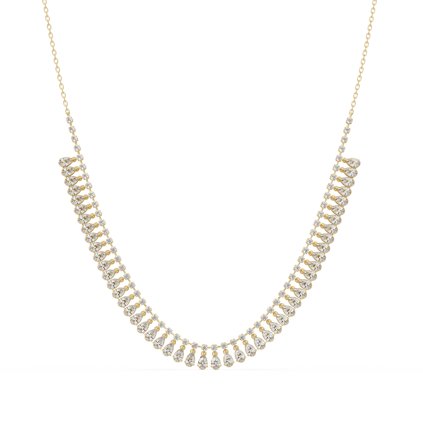 Drops Prong Round & Pear Lab Grown Diamond Graduation Necklace - HIGHCARAT DIAMONDS