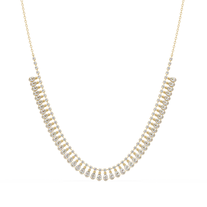 Drops Prong Round & Pear Lab Grown Diamond Graduation Necklace - HIGHCARAT DIAMONDS