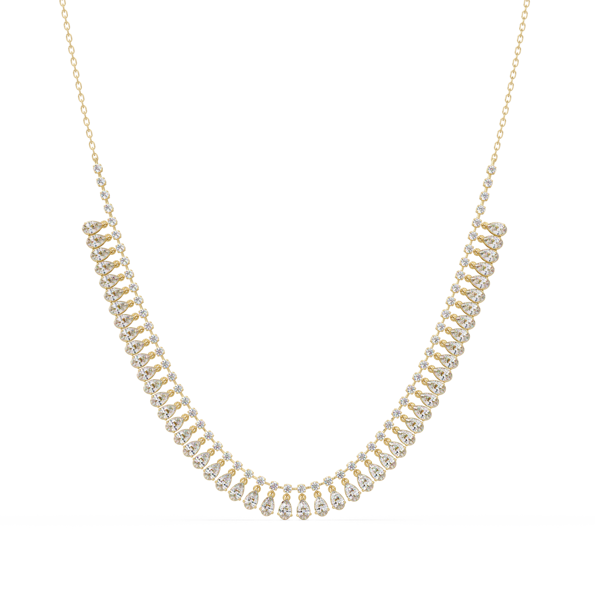 Drops Prong Round & Pear Lab Grown Diamond Graduation Necklace - HIGHCARAT DIAMONDS