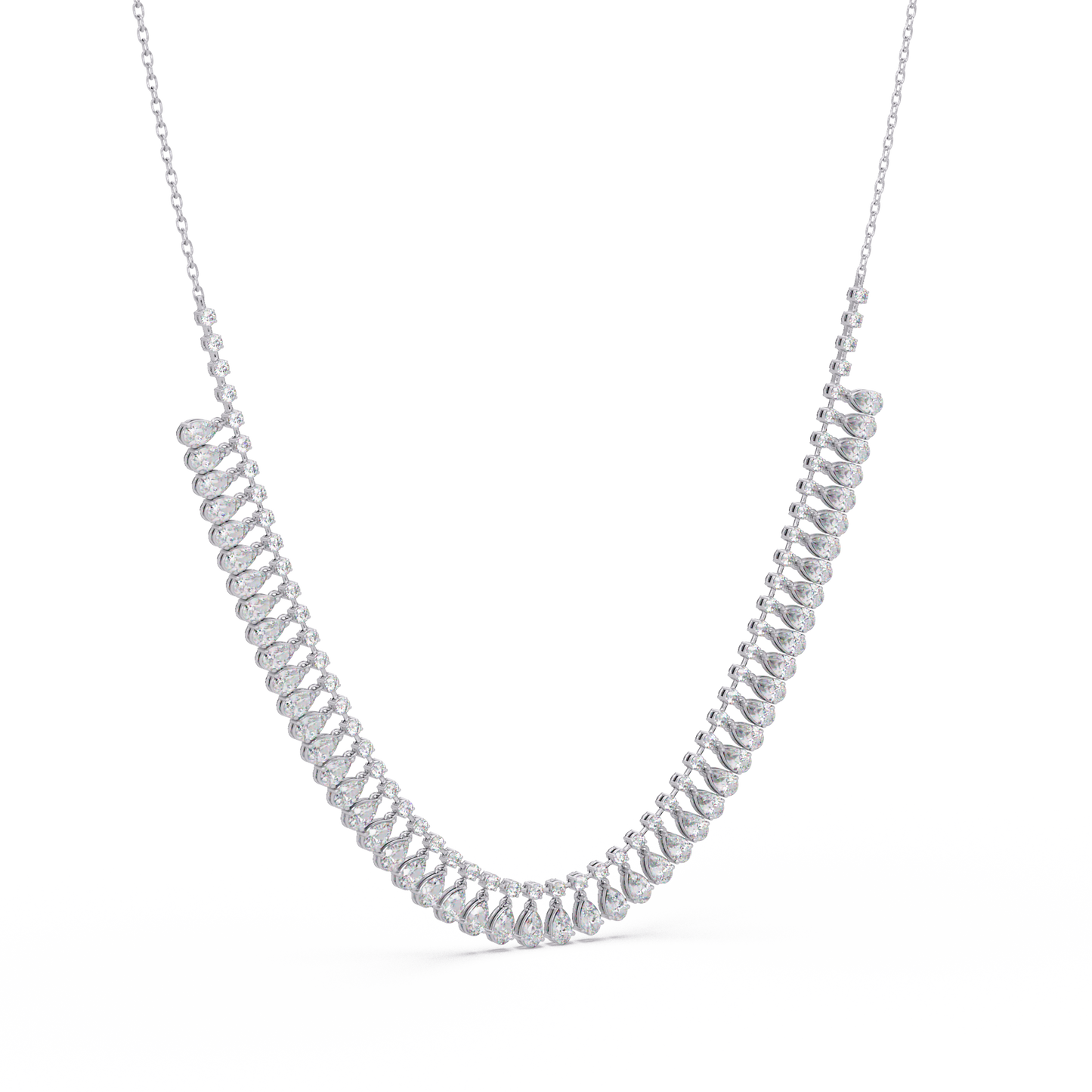 Drops Prong Round & Pear Lab Grown Diamond Graduation Necklace - HIGHCARAT DIAMONDS