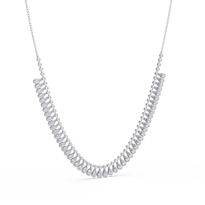 Drops Prong Round & Pear Lab Grown Diamond Graduation Necklace - HIGHCARAT DIAMONDS