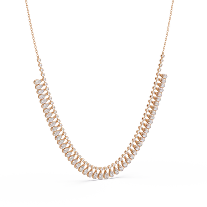 Drops Prong Round & Pear Lab Grown Diamond Graduation Necklace - HIGHCARAT DIAMONDS