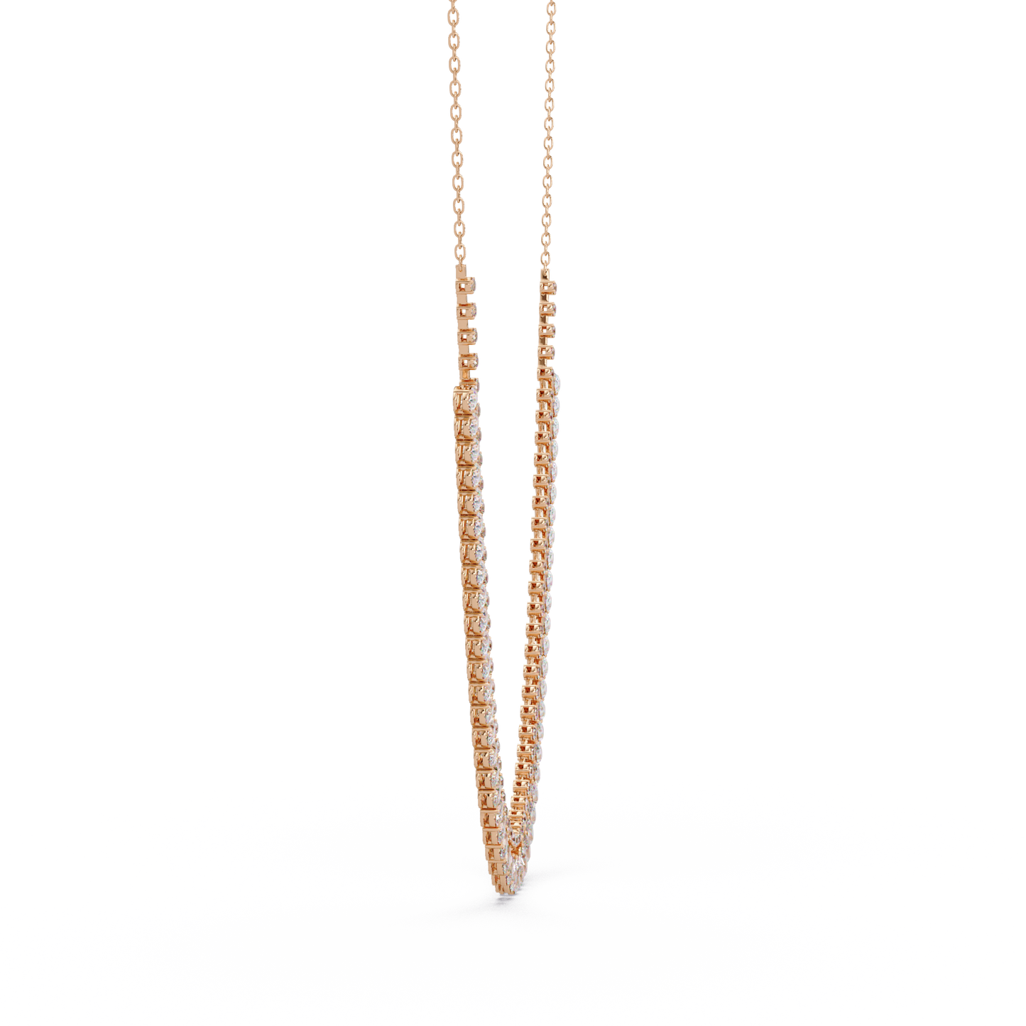 Drops Prong Round & Pear Lab Grown Diamond Graduation Necklace - HIGHCARAT DIAMONDS