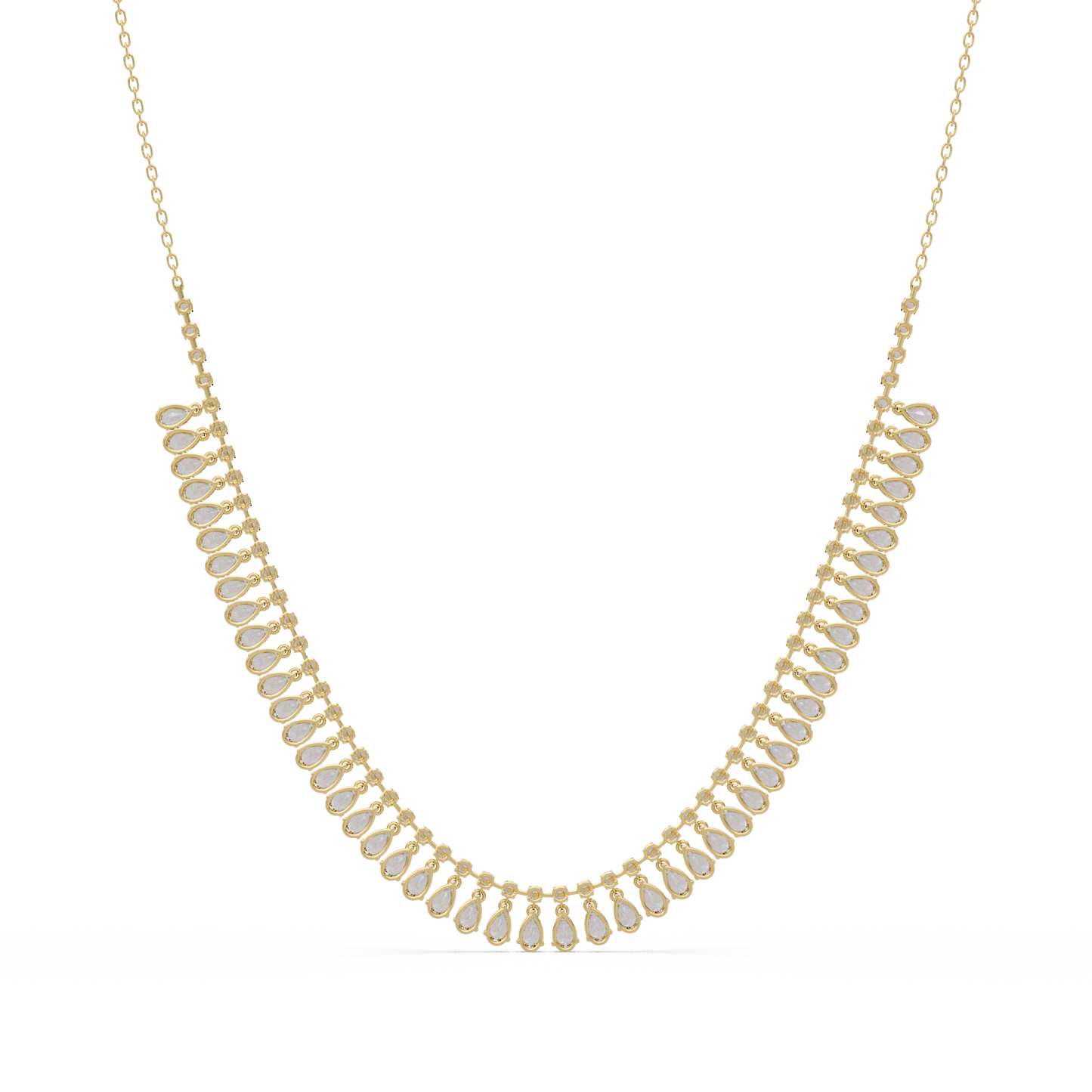 Drops Prong Round & Pear Lab Grown Diamond Graduation Necklace - HIGHCARAT DIAMONDS