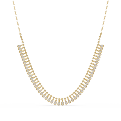 Drops Prong Round & Pear Lab Grown Diamond Graduation Necklace - HIGHCARAT DIAMONDS