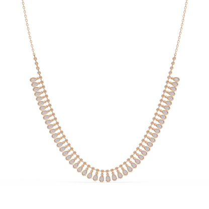 Drops Prong Round & Pear Lab Grown Diamond Graduation Necklace - HIGHCARAT DIAMONDS