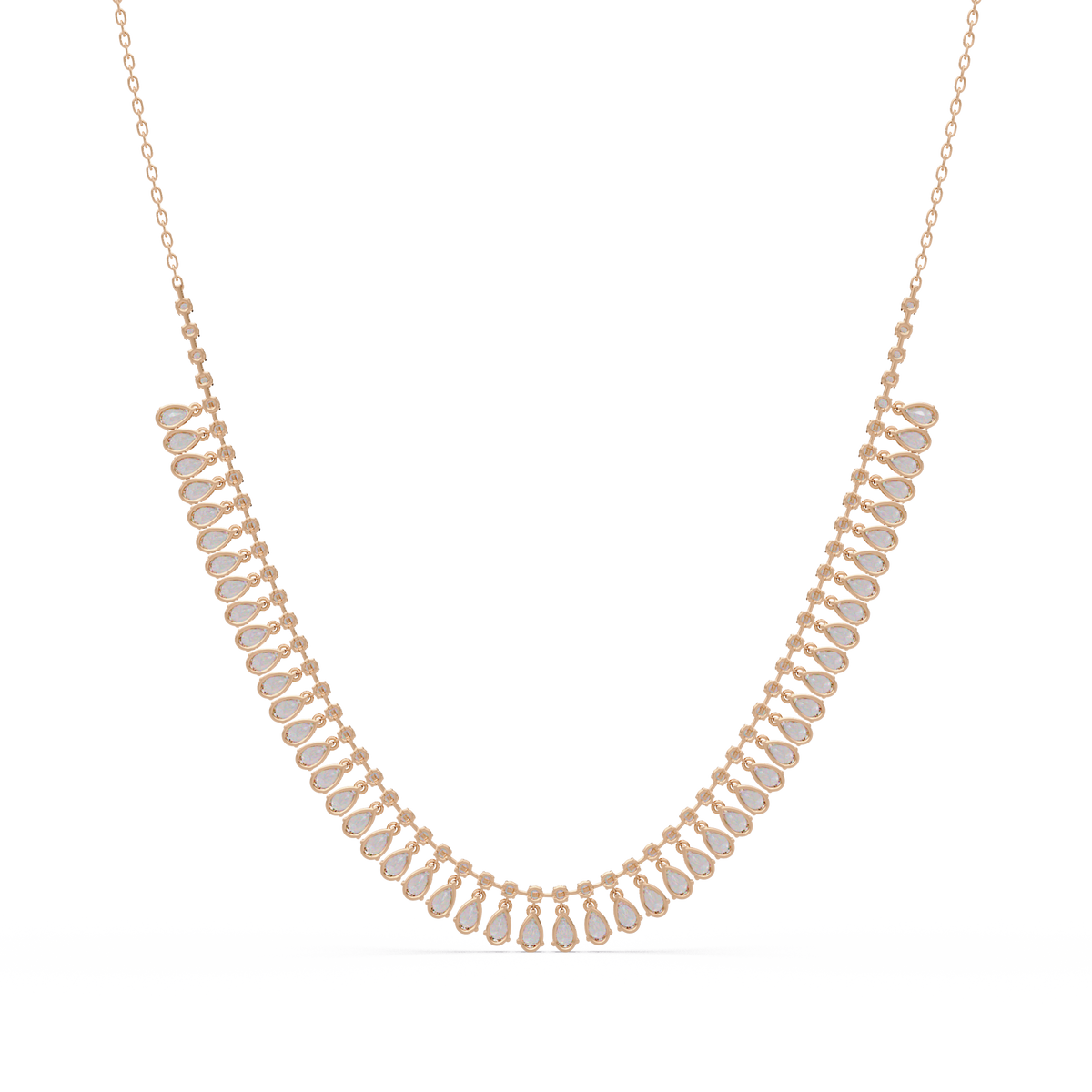 Drops Prong Round & Pear Lab Grown Diamond Graduation Necklace - HIGHCARAT DIAMONDS