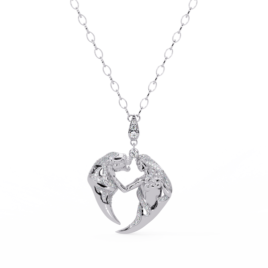 Dual Mermaid Shape Diamond Pendant Necklace in Rose Gold - HIGHCARAT DIAMONDS